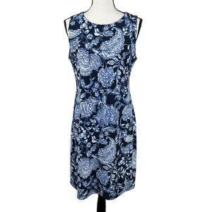 Tommy Hilfiger Women's Mini Dress Size 10 Blue White Floral Paisley Sleeveless